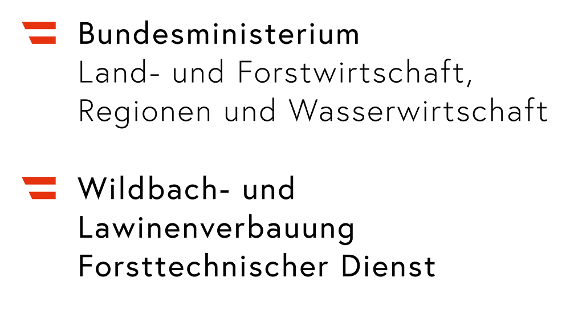 Logo Bundesministerium für Land- und Forstwirtschaft, Regionen und Tourismus und Logo Wildbach- und Lawinenverbauung Forsttechnischer Dienst