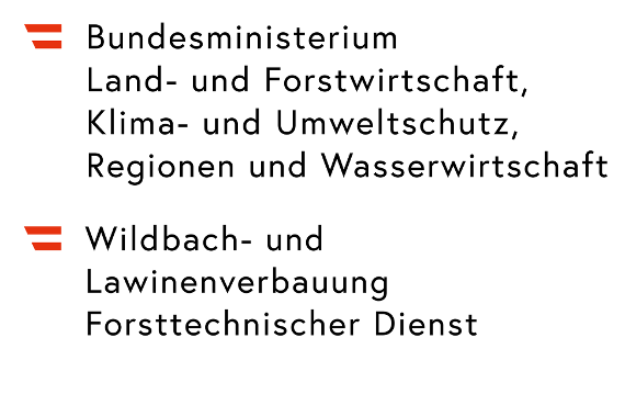 Logo Bundesministerium für Land- und Forstwirtschaft, Regionen und Tourismus und Logo Wildbach- und Lawinenverbauung Forsttechnischer Dienst
