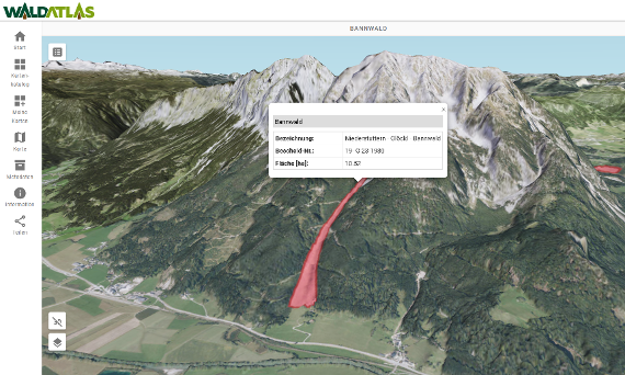 WALDATLAS: 3D-Visualisierung mit Tooltip