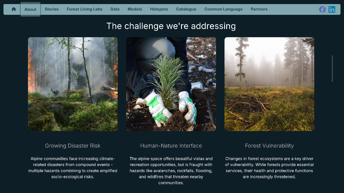 Ein zentrales Ergebnis ist der öffentlich zugängliche Alpine Climate Change WebGIS Atlas mit Karten, Daten, Modellen und Fallbeispielen. Nutzer:innen können klimabedingte Risiken räumlich erkunden und verfügbare Daten für weitere Analysen herunterladen.