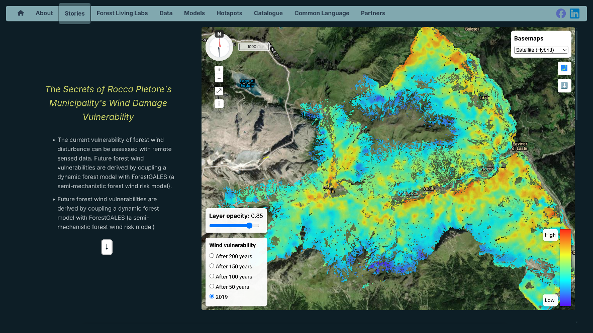 Ein zentrales Ergebnis ist der öffentlich zugängliche Alpine Climate Change WebGIS Atlas mit Karten, Daten, Modellen und Fallbeispielen. Nutzer:innen können klimabedingte Risiken räumlich erkunden und verfügbare Daten für weitere Analysen herunterladen.