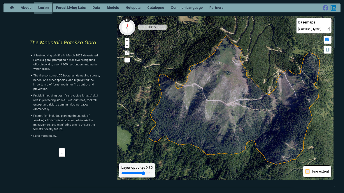 Ein zentrales Ergebnis ist der öffentlich zugängliche Alpine Climate Change WebGIS Atlas mit Karten, Daten, Modellen und Fallbeispielen. Nutzer:innen können klimabedingte Risiken räumlich erkunden und verfügbare Daten für weitere Analysen herunterladen.