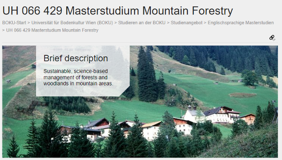 Info Master Programme Mountain Forestry