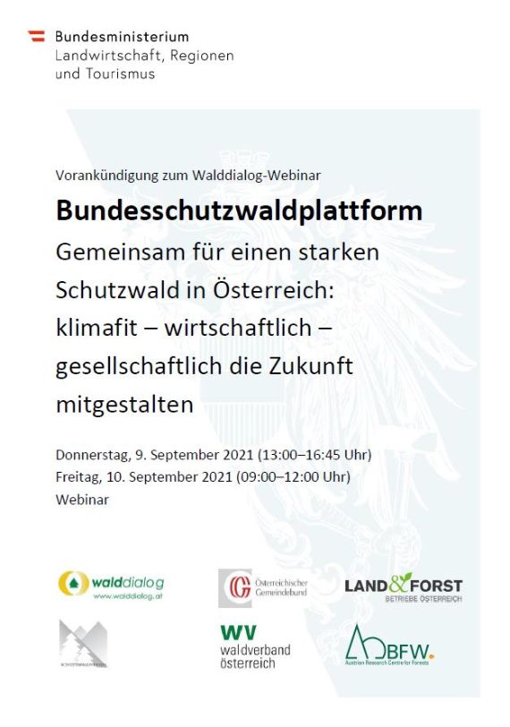 Bundesschutzwaldplattform 2021_Vorankündigung
