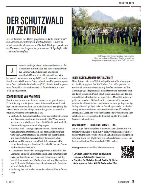 Forstzeitung_Ausgabe 07/2022_Der Schutzwald im Zentrum