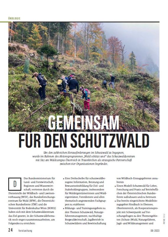 Forstzeitung_Fachartikel zum Schutzwaldzentrum_Ausgabe 08/2023