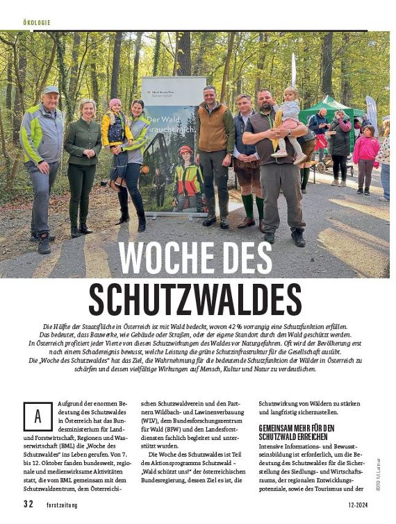 Artikel zur Woche des Schutzwaldes 2024 in der Forstzeitung