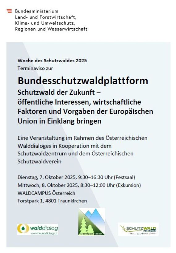 Terminaviso Bundesschutzwaldplattform 2025